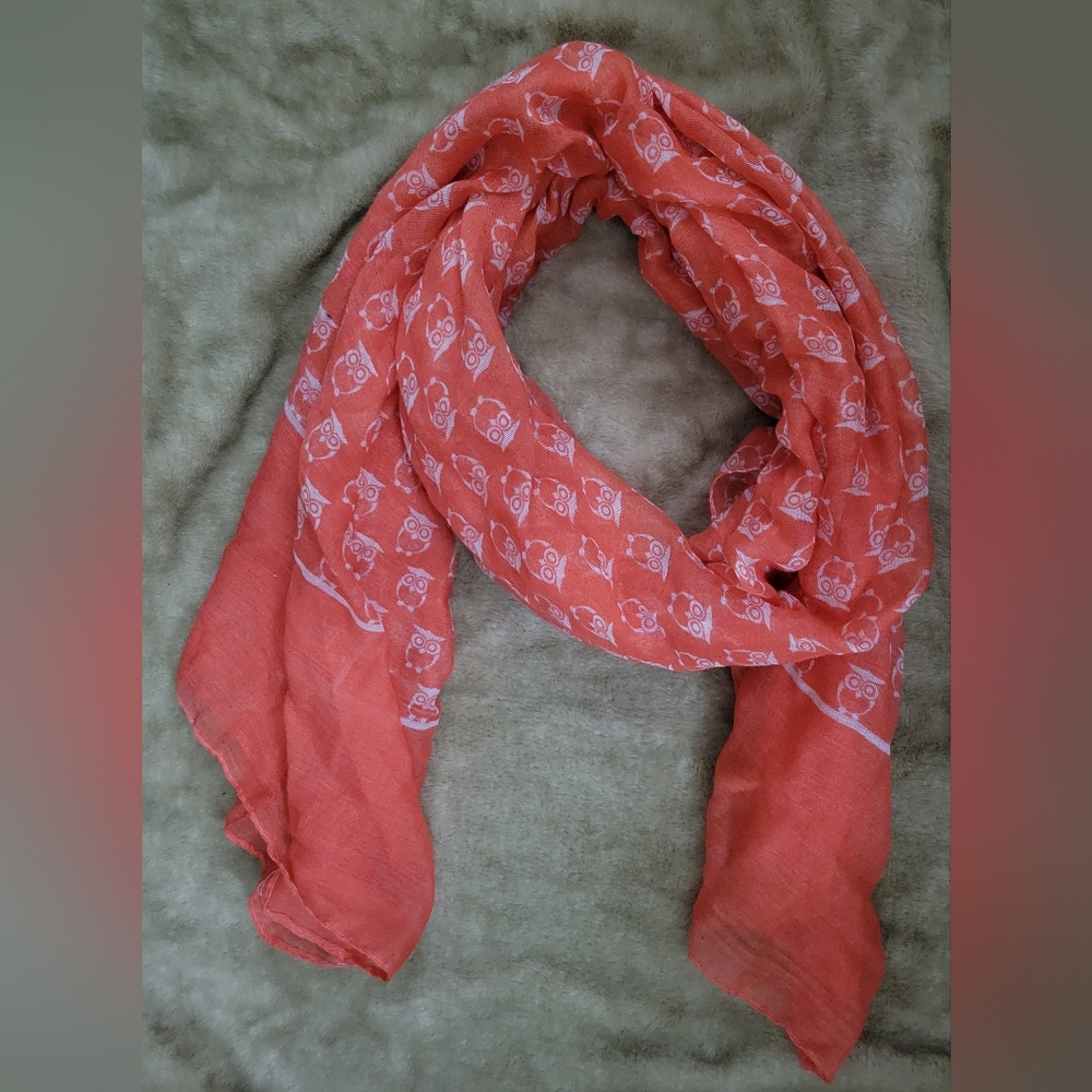 Orange and White Geometric Print Scarf